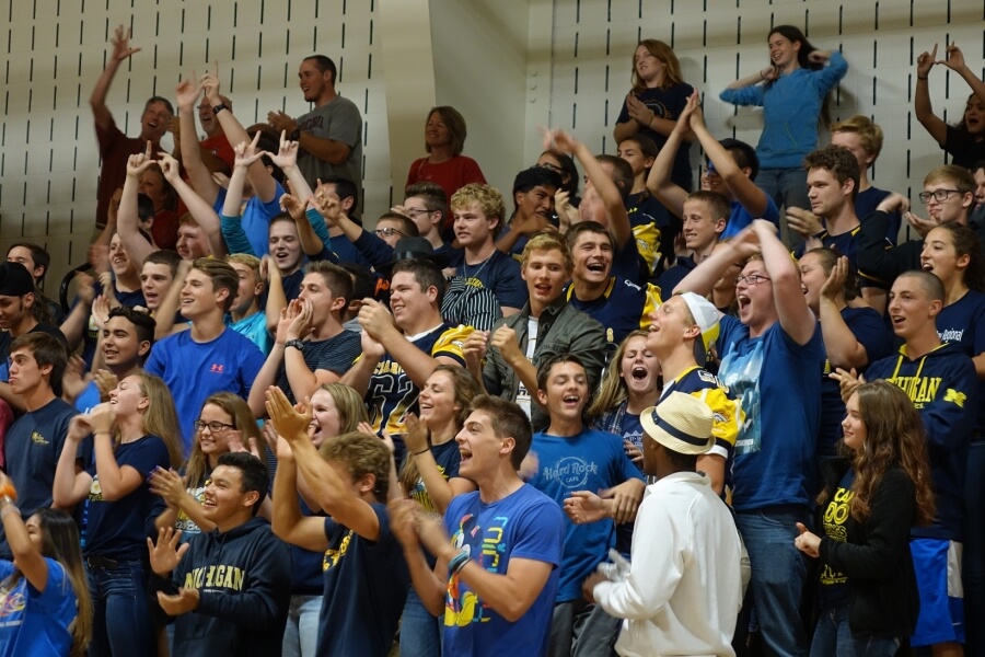 students cheering in the VLHS gymnasium